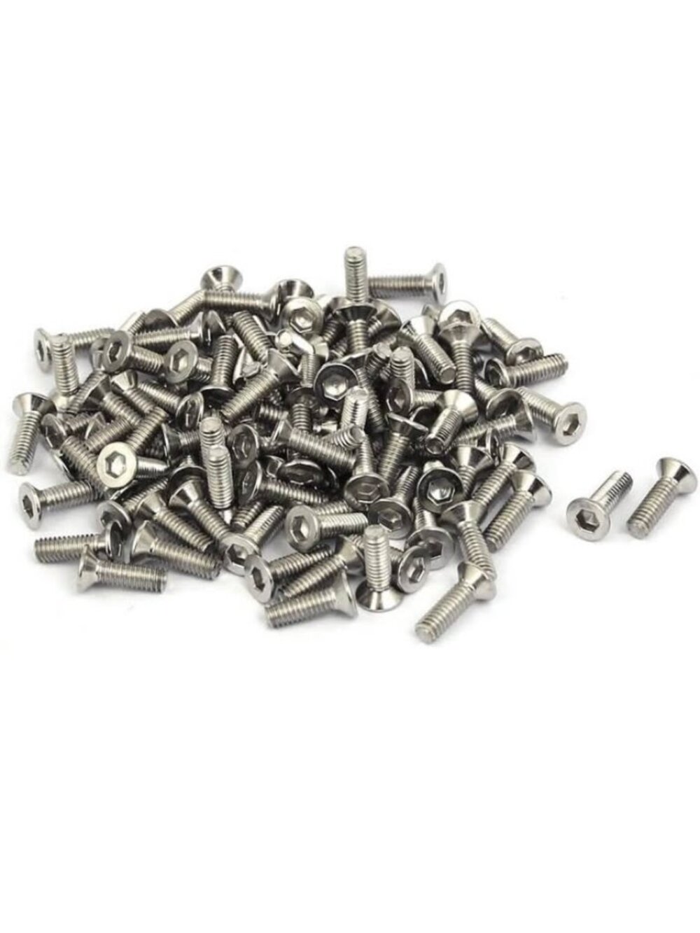 M2.5x8mm Grade 10.9 Countersunk Flat Head Hex Socket Cap Screw Silver Tone 100pc